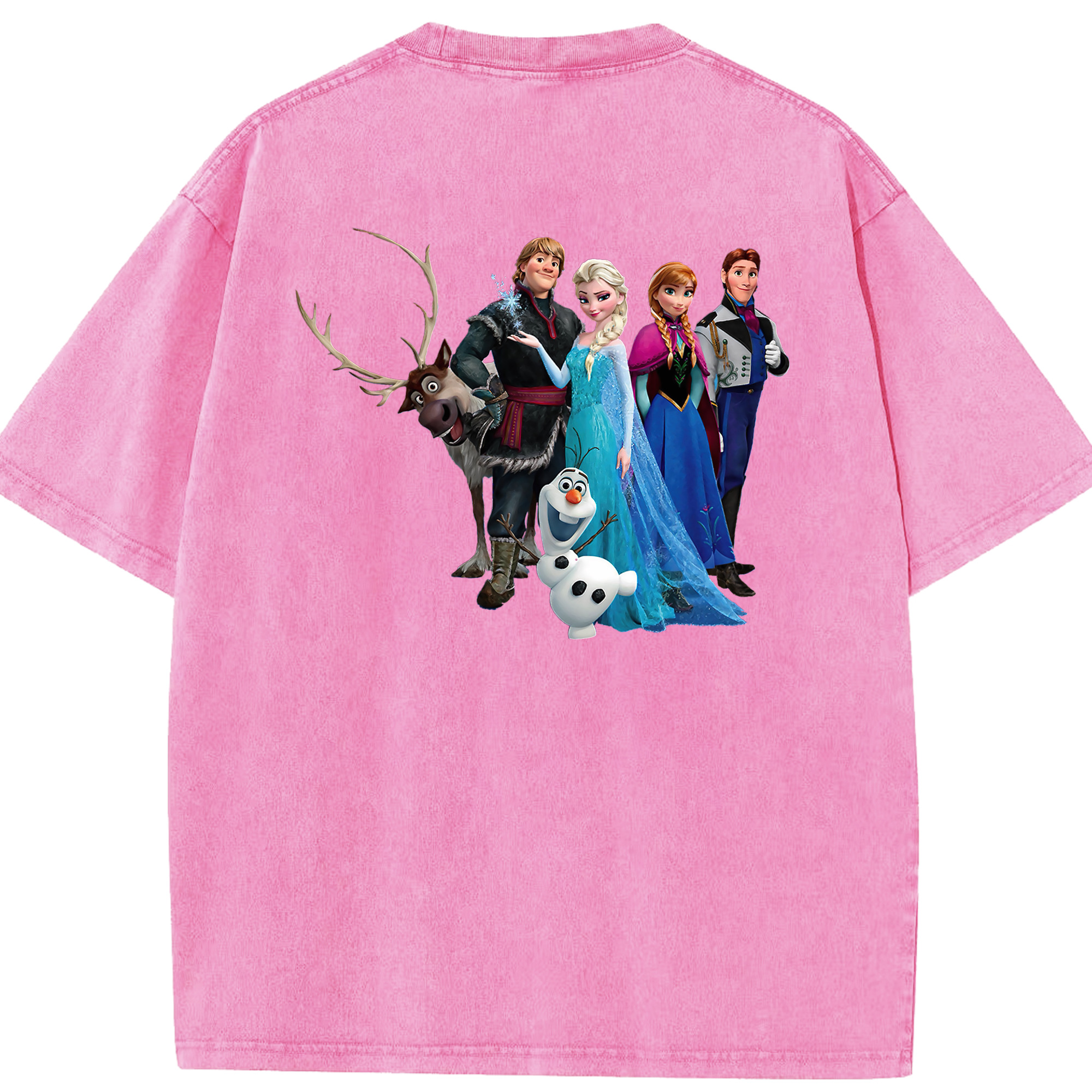 （画像用） アナと雪の女王 アンナ エルサ Frozen Anna Elsa 綿100% ヴィンテージ風 半袖Tシャツ（背面プリント）